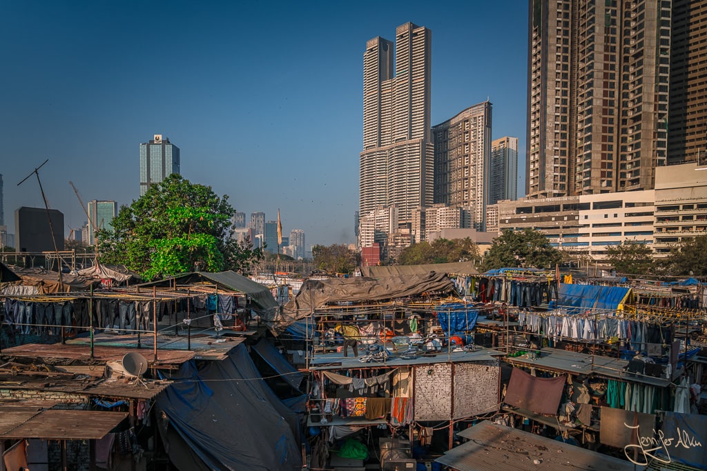 Dieses Bild zeigt die größte Wäscherei Asiens - Wäscherei Dhobi Ghat