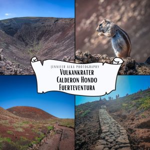 Collage Calderon Hondo Vulkankrater Fuerteventura Wanderung Atlashörnchen