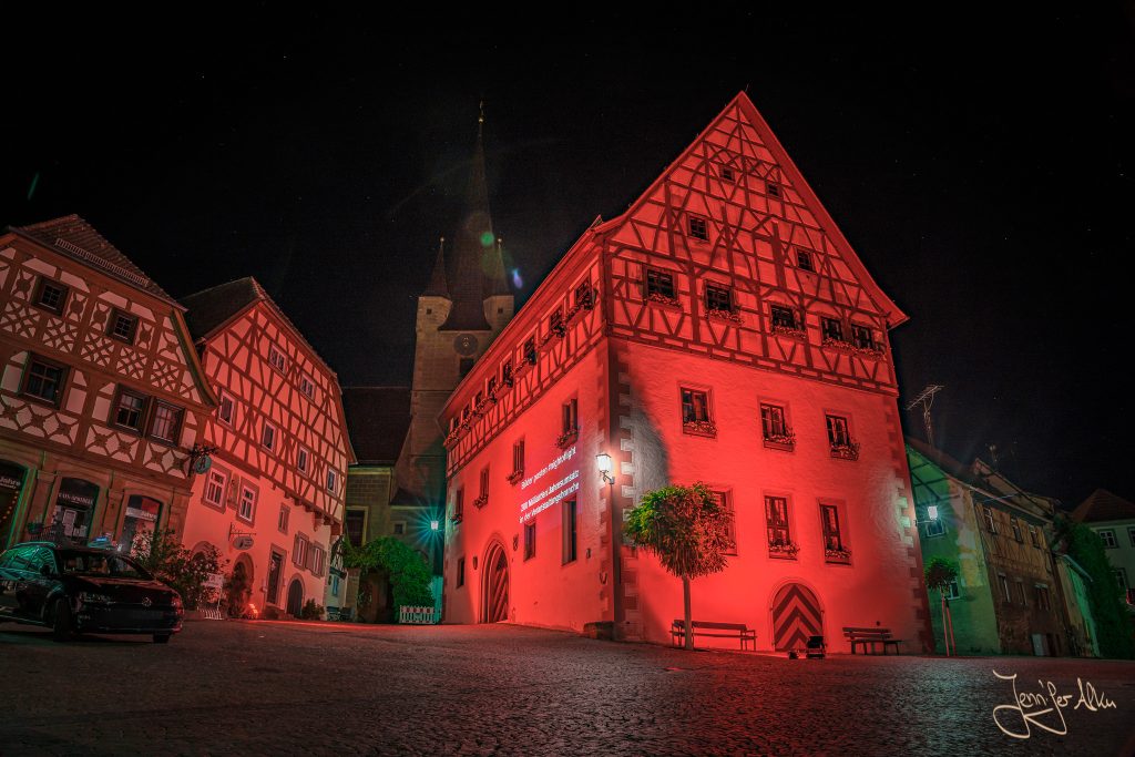 Das Rathaus in Zeil am Main bei der "Night of Light"