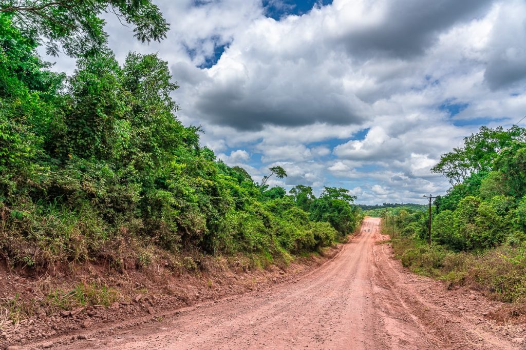 Dieses Bild zeigt die Straße die zum Parque provincial Teyú Cuaré führt.
