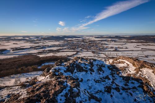 Die Aussicht über Franken und Thüringen im Winter