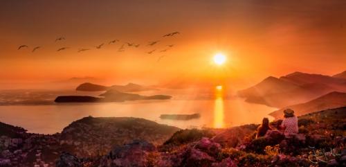 Sonnenuntergang bei Dubrovnik (Kroatien)