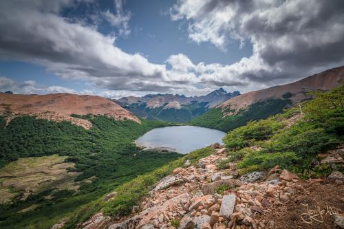 Aussicht vom Cerro CAB  auf die Laguna CAB / LLuvu