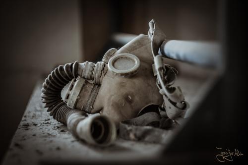Gasmaske - gefunden in einer alten Schule in Tschernobyl (Ukraine)