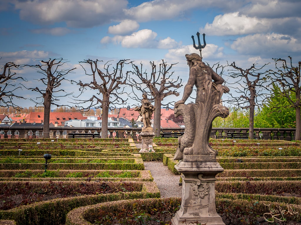 Dieses Bild zeigt den Rosengarten / Rosarium bei der Neuen Residenz im Winter