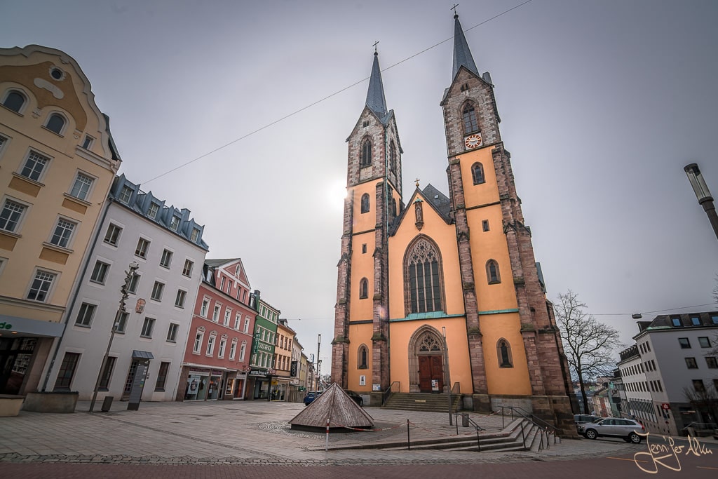 Dieses Bild zeigt die St Marien Kirche in der Stadt Hof