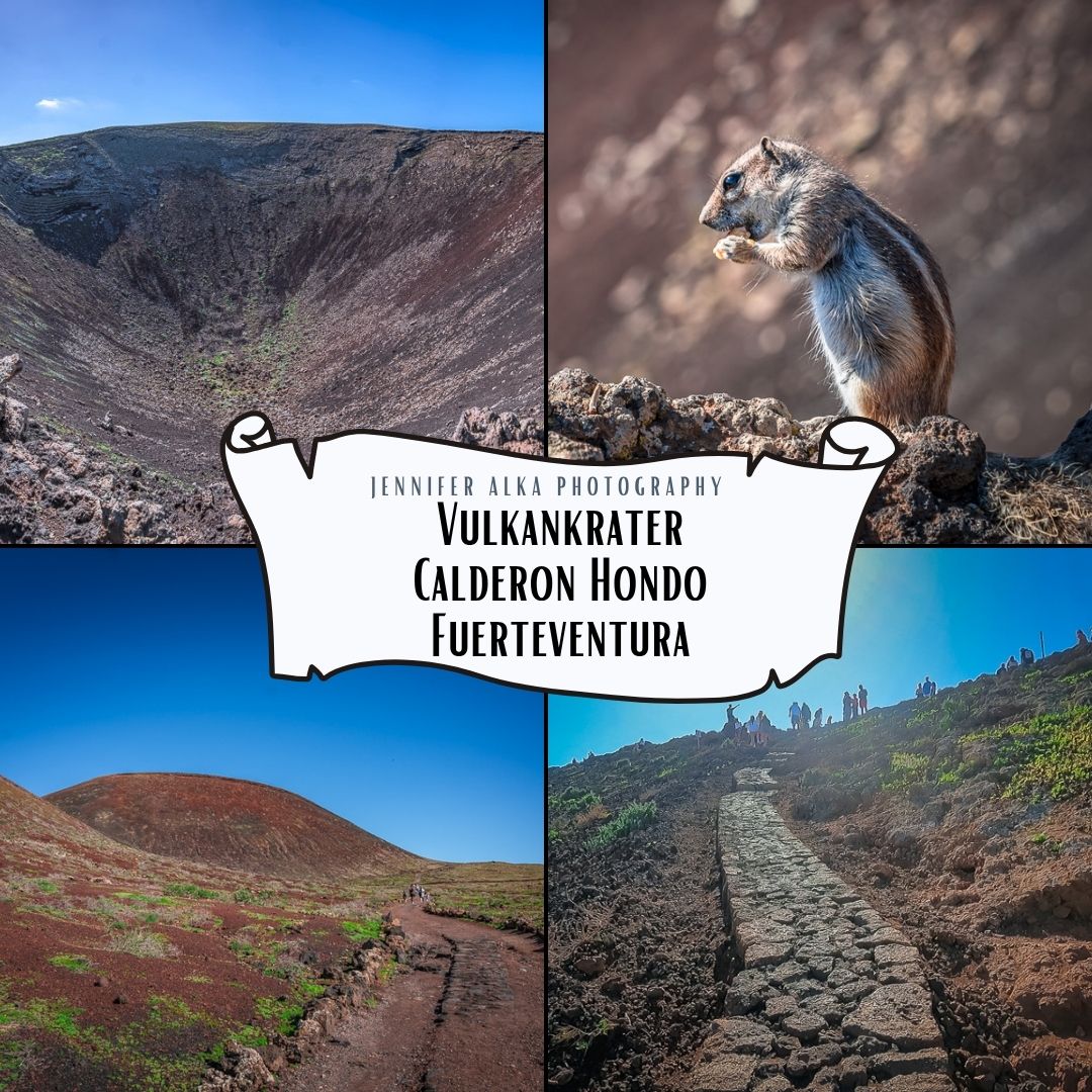 Collage Calderon Hondo Vulkankrater Fuerteventura Wanderung Atlashörnchen