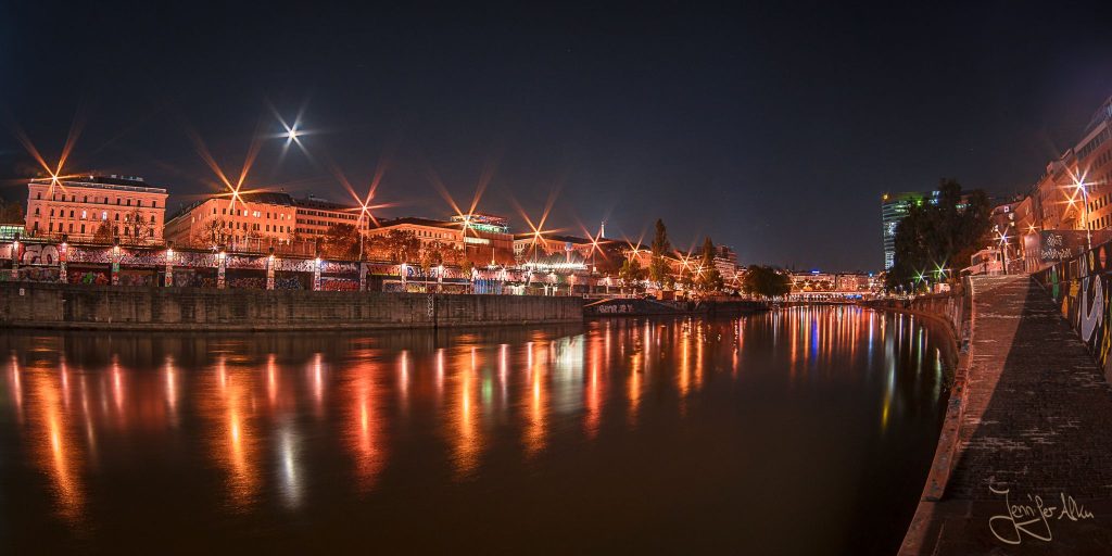 Donaukanal Wien bei Nacht