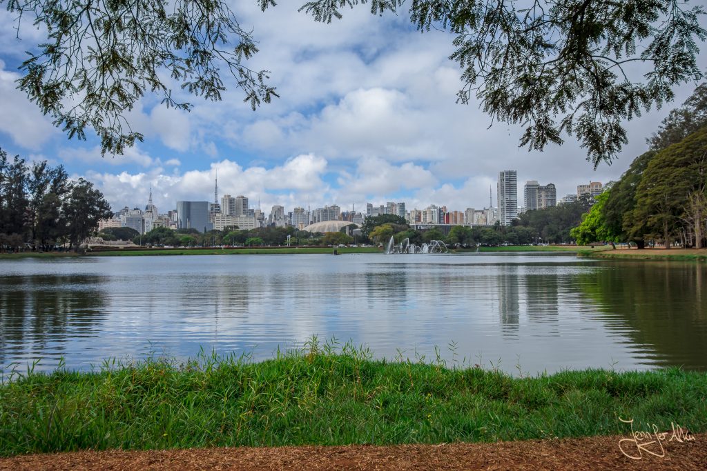 Aussicht auf die Skyline von Sao Paulo vom Parque do Ibirapuera