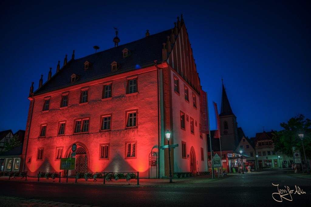 Das Alte Rathaus in Hassfurt bei der "Night of Light"