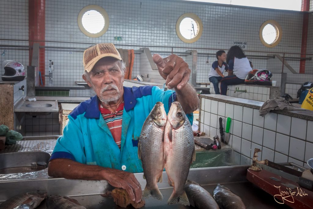 Fischverkäufer in der Markthalle von Parnaiba / Brasilien
