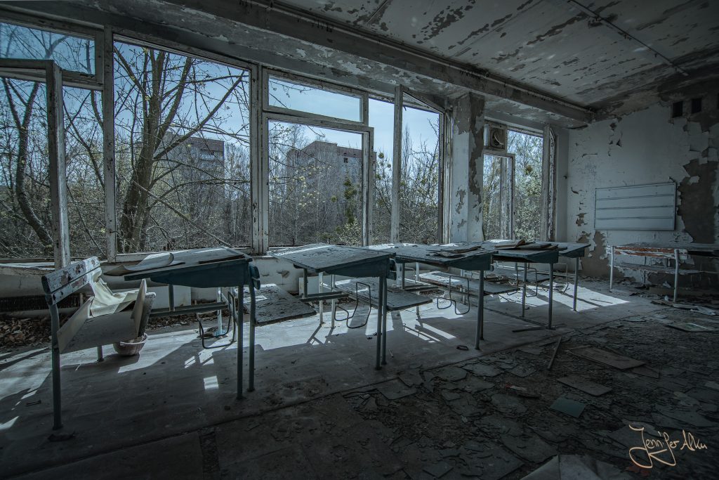Klassenzimmer in der verlassenen Schule in Pripyat