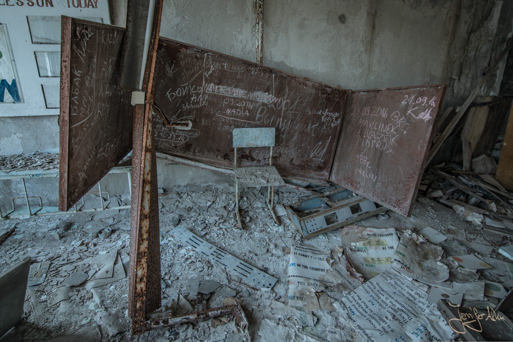 Die verlassene Schule in Prypjat (Tschernobyl)
